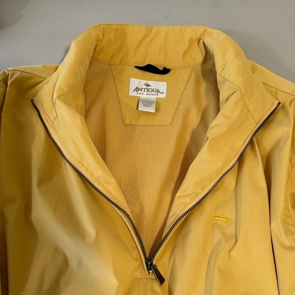 Antigua Women's Golf Jacket Windbreaker Large Yellow Half Zip Pockets Outdoors - Picture 11 of 12
